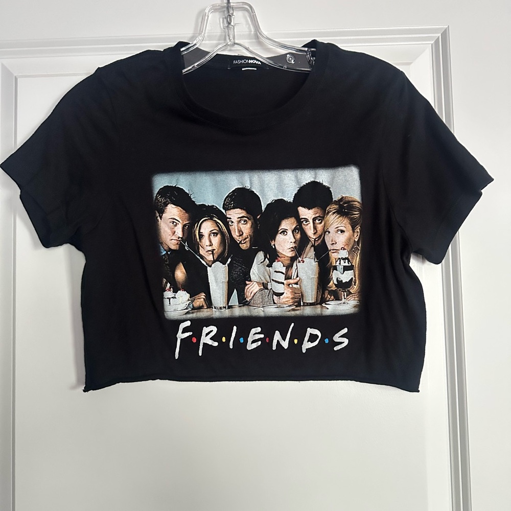 Fashion Nova Black Friends Graphic Crop Top